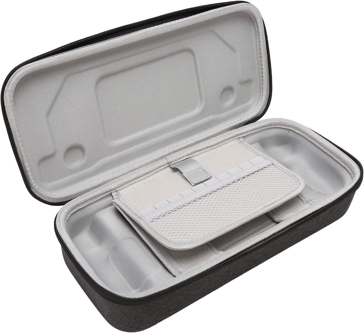 SnelShoppen - Draagtas voor Steam Deck Console - Hard Shell Beschermende Reiszak met Opbergvak voor Opslagkaarten en Stand - Donkergrijs