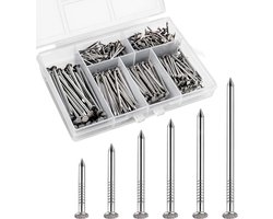 SnelShoppen - 480 Stuks OMOTOOL 304 RVS Spijkerset, Diverse Maten (2" tot 5/8"), Roestvrij Staal Hangsysteem Spijkers voor Klussen en Decoratie