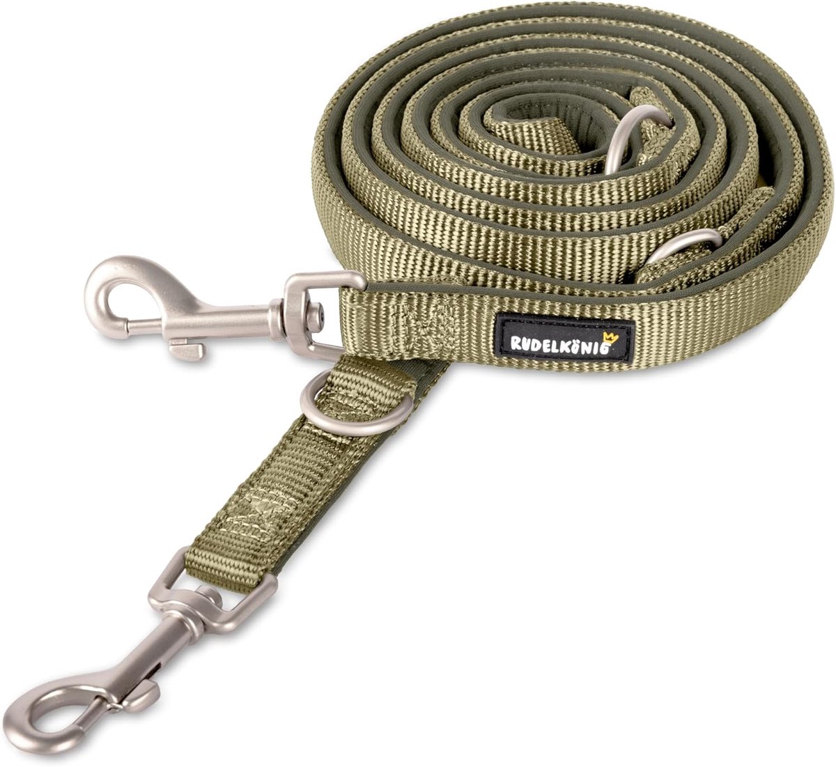 Thijox - Verstelbare Hondenriem Bella - 2,30m Lange Hondenriem voor Middelgrote & Grote Honden - Kaki Kleur - Robuust & Duurzaam Hondenaccessoire