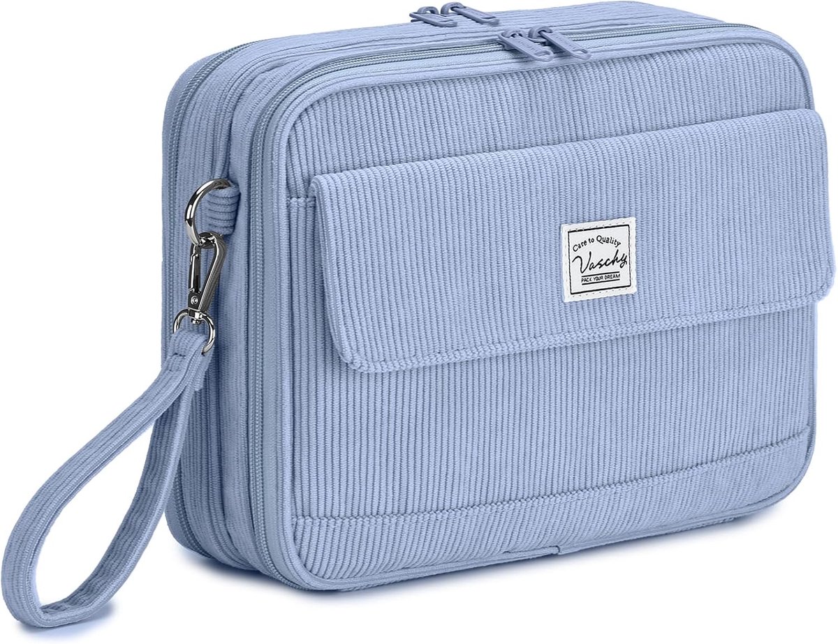 Thijox - Multifunctioneel Pennenzak Groot voor 192 Potlood - Draagbaar Etui met Meerdere Compartimenten voor School, Werk en Kantoor - Blauw