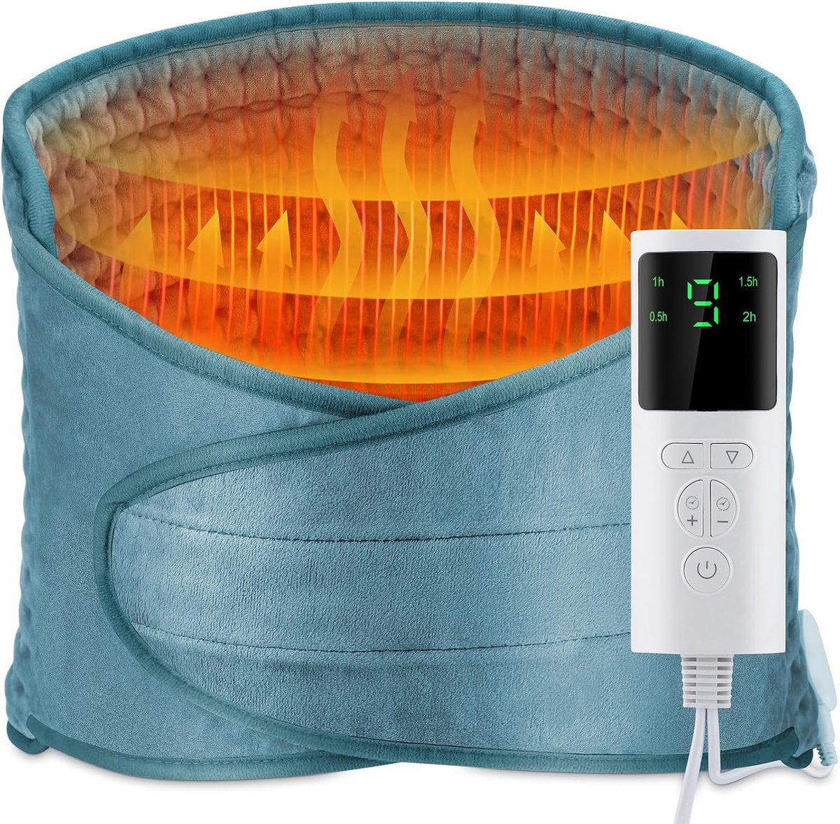 SnelShoppen - Elektrisch verwarmingskussen voor de rug, lendenwarmer, verwarmingskussen met snelle verwarming, 9 temperatuurinstellingen, 4 versnellin