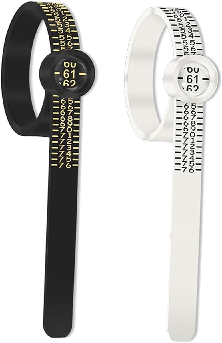 SnelShoppen - 2 Stuks Ringmaatband, Ringsjabloon, Ringmaatmeter - Nauwkeurig Vingeromtrek Bepalen voor Trouwringen, Verlovingsringen, Sieraden, Maatme