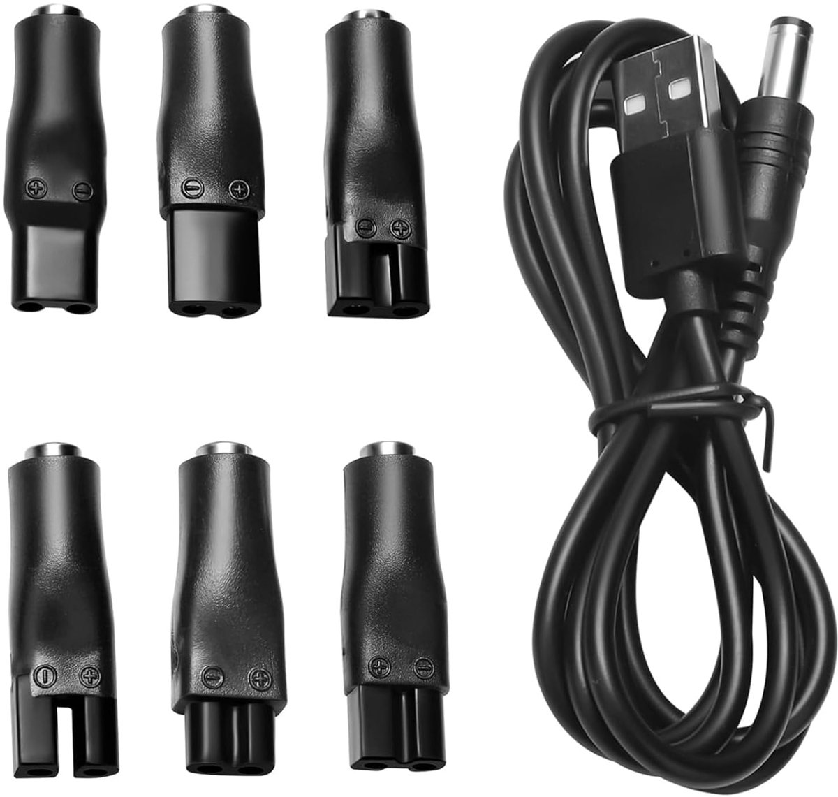 SnelShoppen - 5V USB netsnoer kabel scheerapparaat oplaadkabel set, 6 stuks vervangende adapter voor elektrische tondeuses, verzorgingsproducten en me