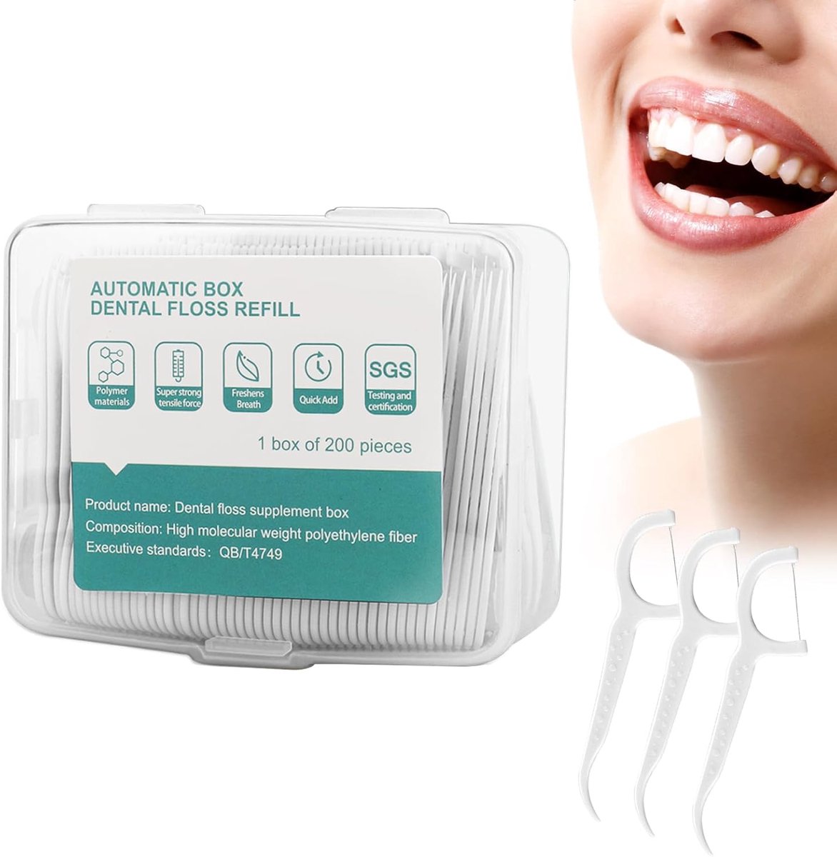SnelShoppen - Dental Floss 200 Stuks - Tanddraad, Tandheelkundige Zorg, Hygiënische Tandenstokers, Ideaal voor Gezinnen, Hotels en Reizen