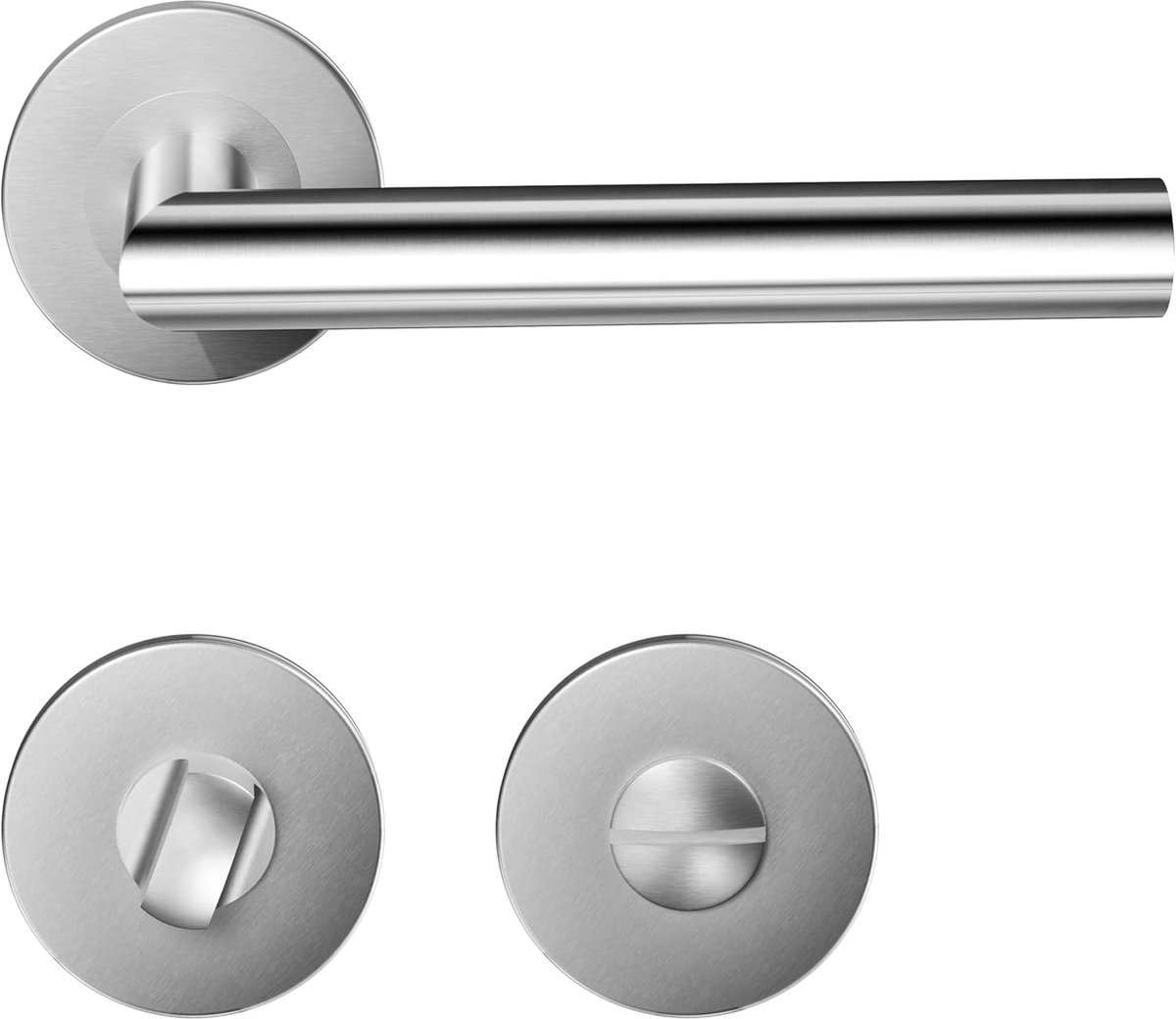 SnelShoppen - RVS Deurhandgreep Set met Badkamerknop, Roestvrij Staal, Gemakkelijk te Installeren, Duurzaam, Voor Dikte 35-45mm, Compleet met Schroeve
