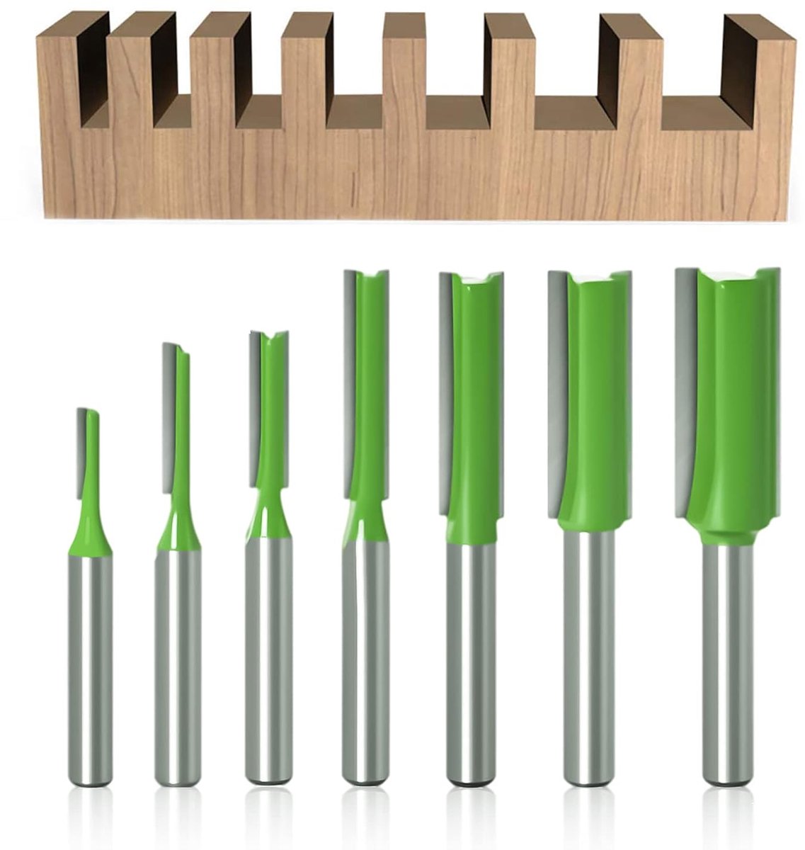 SnelShoppen - 7-delige 6mm Rechte Frees met Schacht - Houten Frees voor Houtbewerking - Tungsten Carbide Gereedschap - Voor Slot- en Schroefgaten - Di