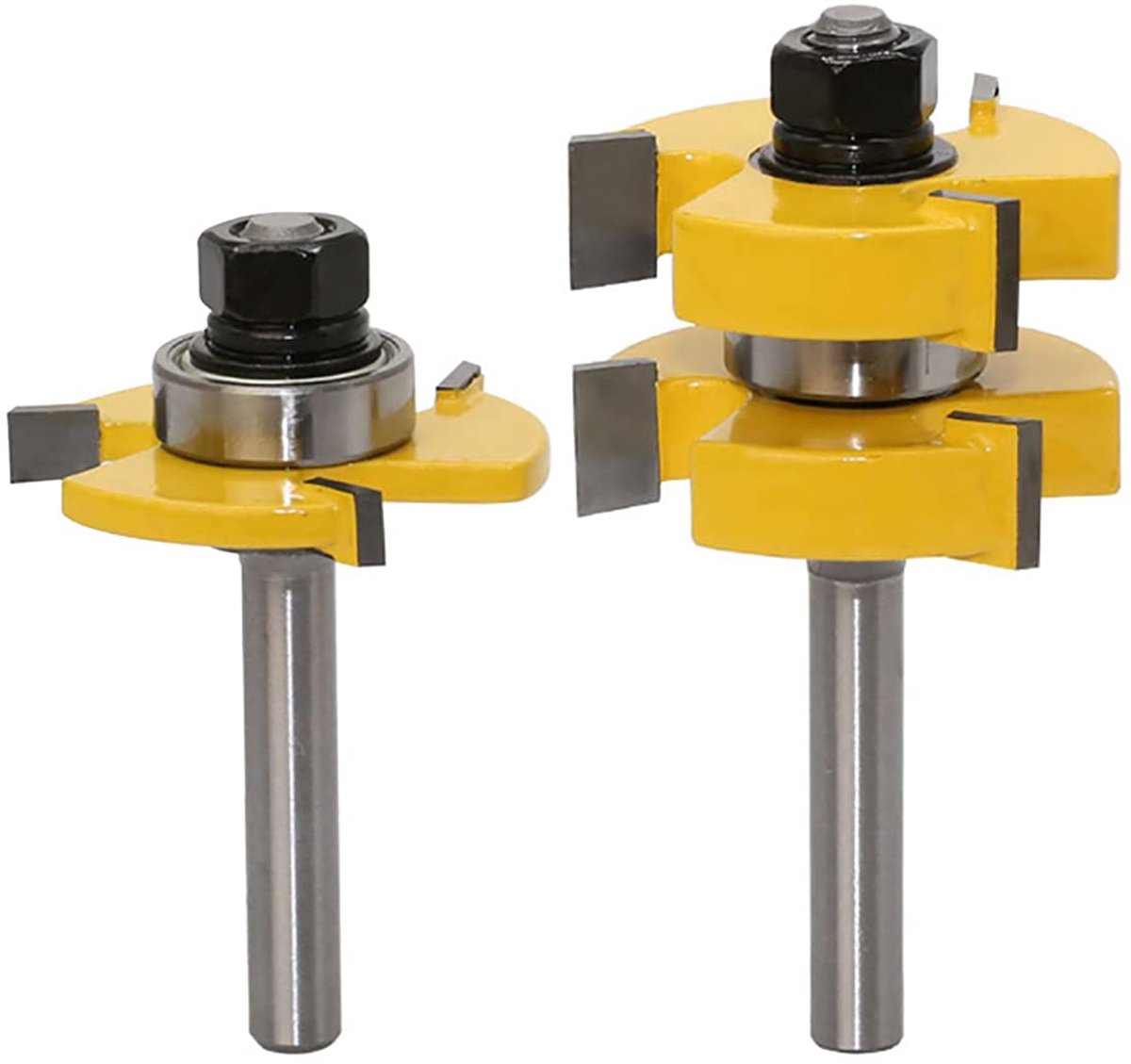 SnelShoppen - Set van 2 Groove en Tongue Cutters, 8 mm Schacht, Houtbewerking Routerbits voor MDF, Deuren, Ramen, Kasten, Vloerprojecten
