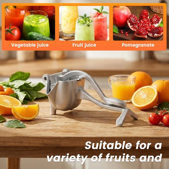 SnelShoppen - Manual Juicer Aluminium Alloy Citrus Juicer Handpers voor Citroen, Sinaasappel, Limoen en Granaatappel - V-vormige Gietrand voor Schoon — afbeelding 3