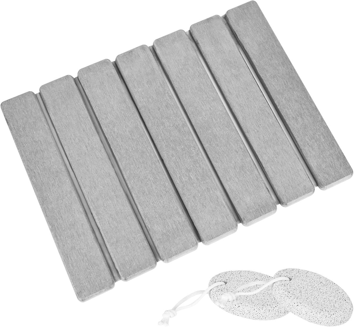 SnelShoppen - Badmat Steen 40 x 30 cm Vouwbaar Diatomiet Super Absorberend Douchemat Sneldrogend voor Badkamer, Keuken en Thuis (Licht Grijs)