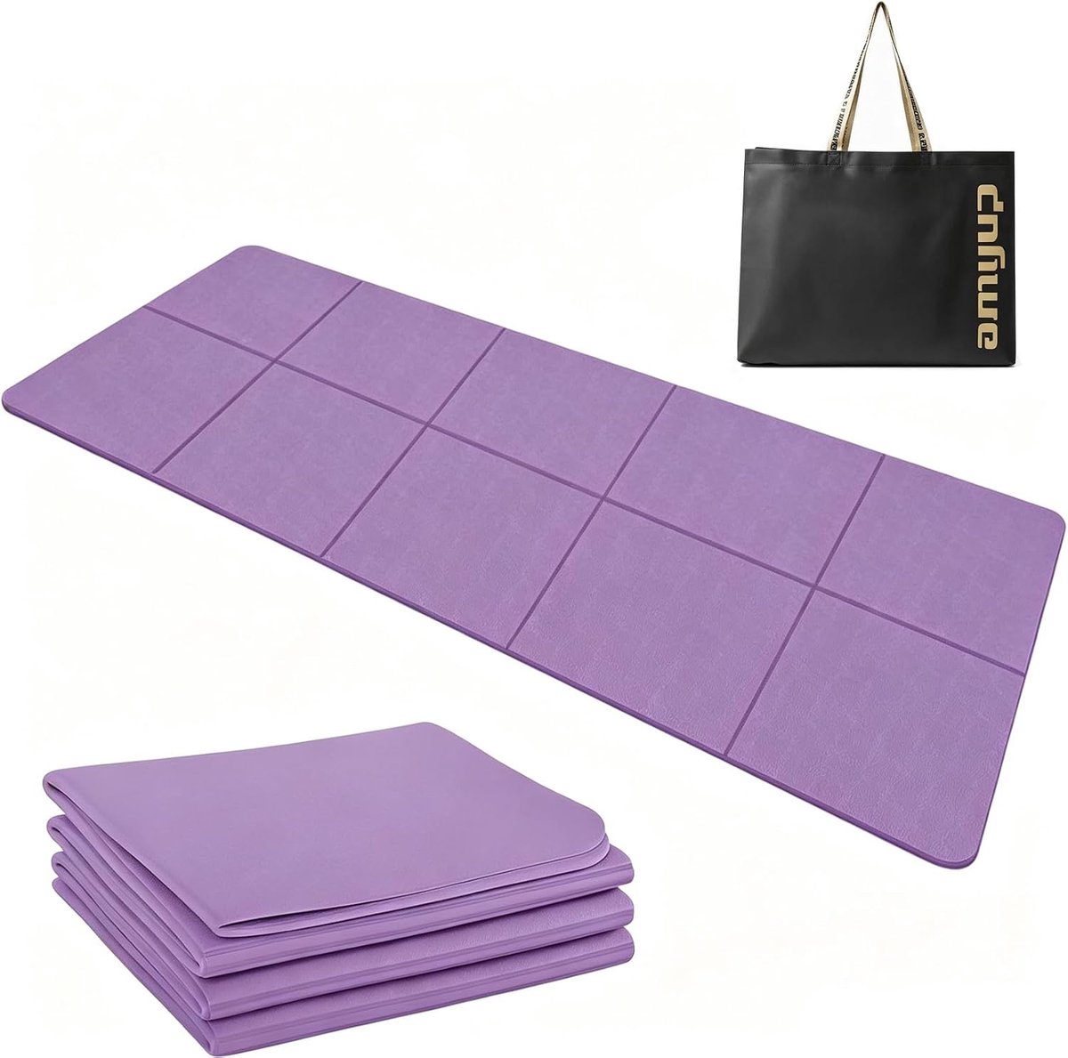 SnelShoppen - Opvouwbare Yogamat 183x61x0,8 cm - Antislip Fitnessmat TPE - Draagbare Gymnastiekmat met Draagtas voor Pilates, Workout, Binnen en Buite
