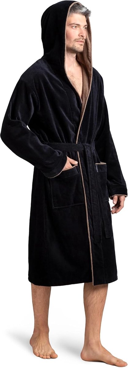 SnelShoppen - Luxe Donsbadjas voor Mannen - Extra Zacht Terry Velours Katoenen Dressing Gown - Organic Turkish Cotton - Ideaal voor Thuis, Wellness en