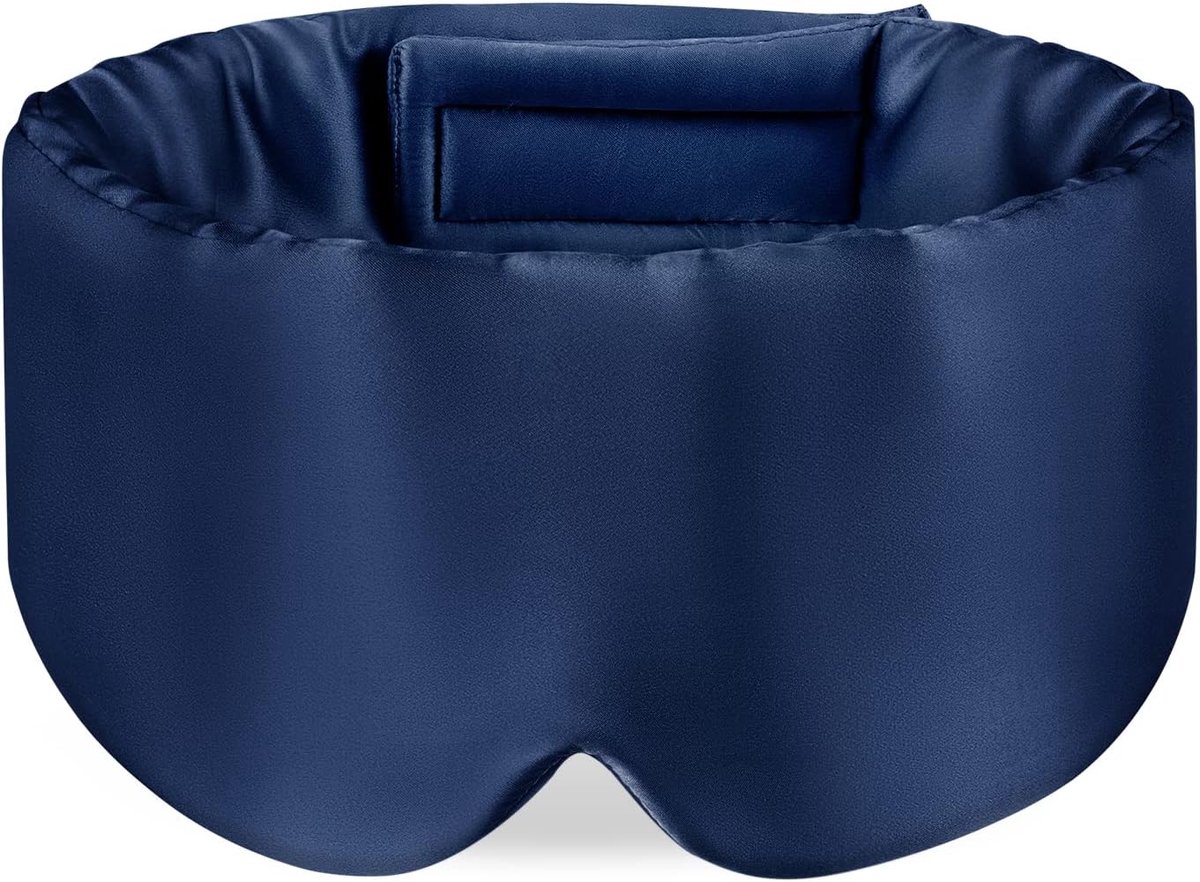 SnelShoppen - 100% Mulberry Zijde Slaapmasker - Hypoallergeen, Verstelbare Hoofdband, Geschikt voor Mannen en Vrouwen, Navy Blauw, Ideaal voor Nacht,
