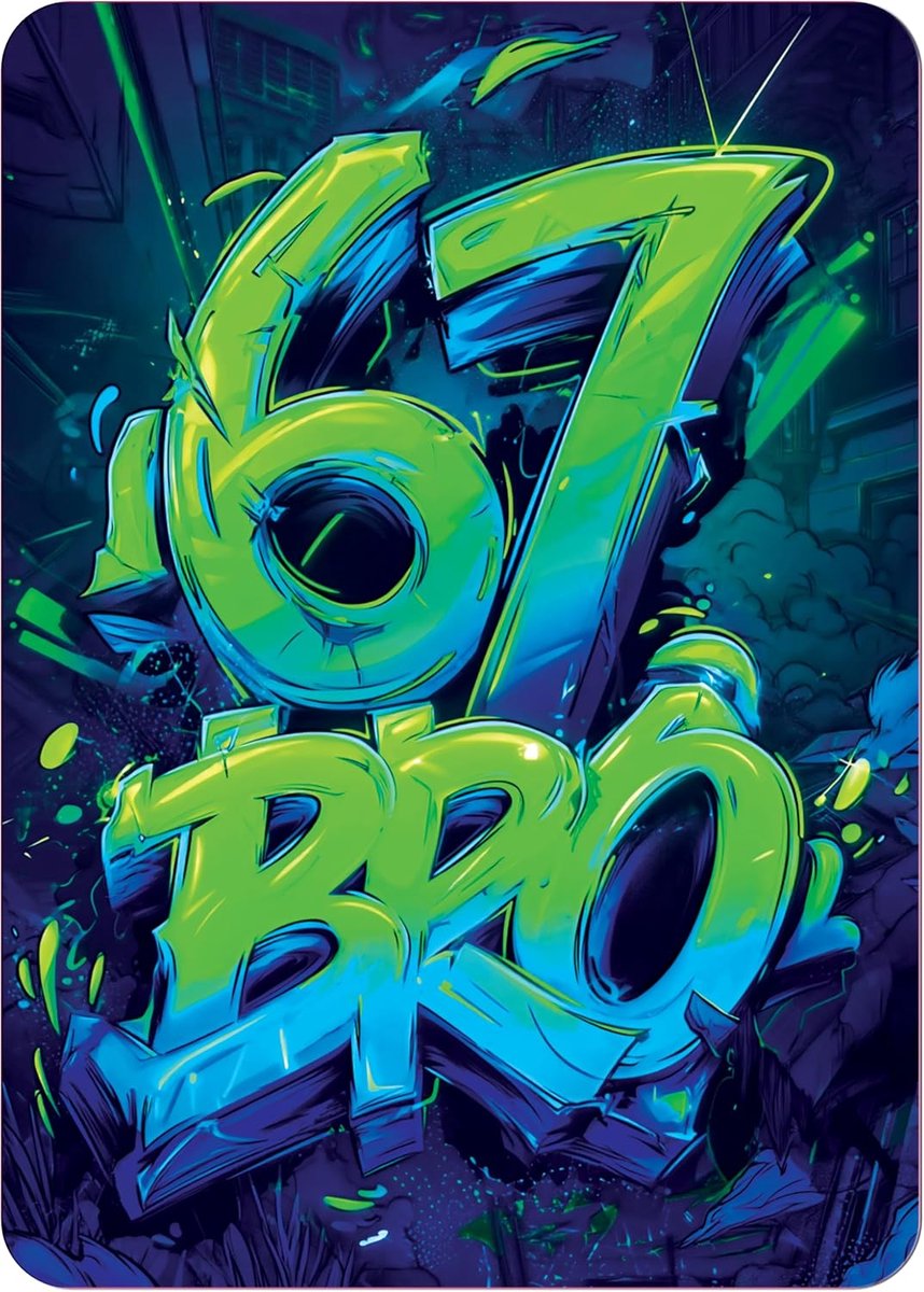SnelShoppen - 12 Uitnodigingskaarten Kinderfeest & Tienerfeest 'Six Seven' | Urban Graffiti Design | DIN A6 (14,8x10,5cm) | Inclusief WhatsApp Afbeeld