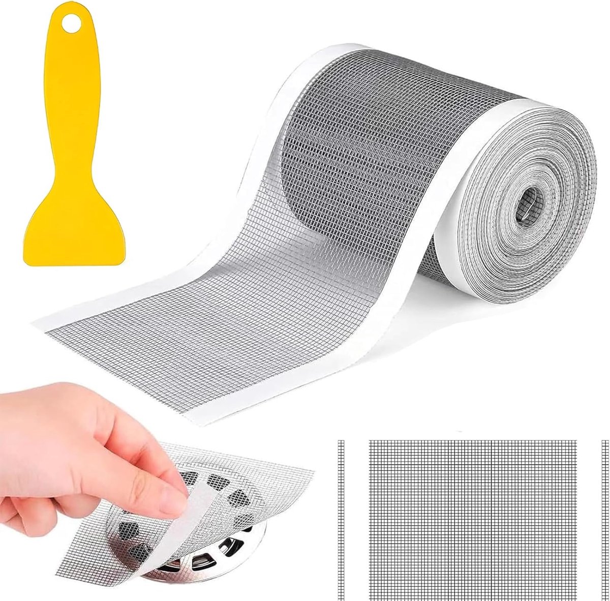 SnelShoppen - Drain Disposable Hair Catcher 10 cm x 10 m - Douche Haar Strainer, Afvoer Haar Vang Sticker met Plastic Spatel - Huishoudelijke Hulp voo