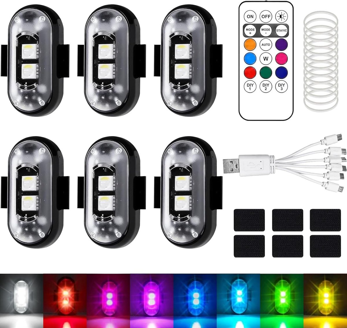 SnelShoppen - Draadloze LED Auto Interieur Verlichting - RGB Kleurverandering - Oplaadbaar en Waterdicht - Ideaal voor Feest, Camping, en Kids - 456g