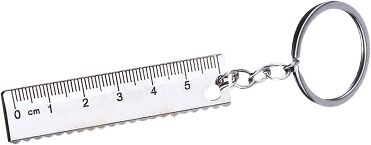 Liniaal Sleutelhangers - Zak Meetinstrument - Handwerk Decoratie - Stevig Zinklegering - 6.5 cm Lengte - Zilverkleurig