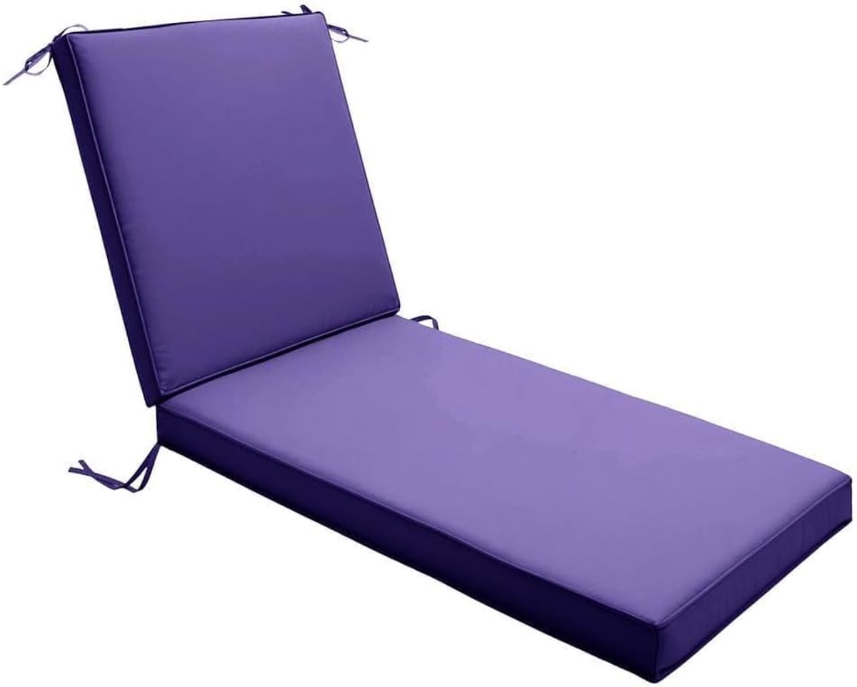 Ligstoelkussen - Loungestoel kussen - Buiten ontspannen - Waterbestendig ontwerp - 193 x 56 x 10 cm - Blauw paars
