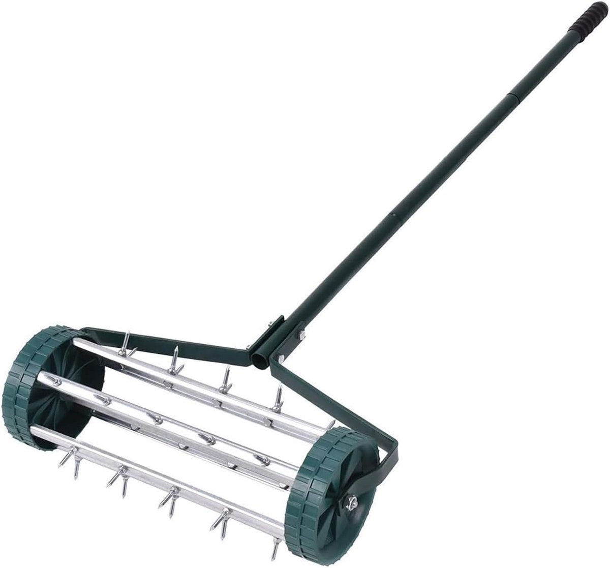 Handmatige gazonbeluchter - Tuingereedschap grond - Gazon onderhoud - Duurzaam roestbestendig staal - 152 cm hoogte - Zilver