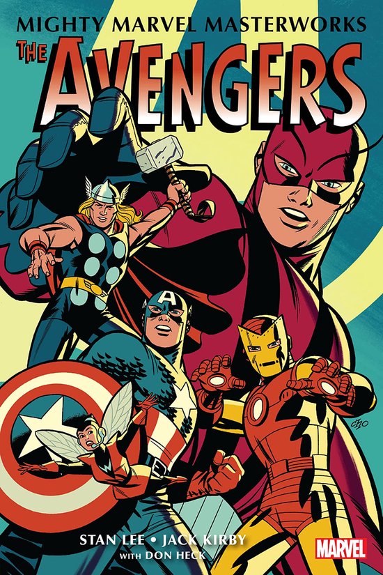 Mighty Marvel Masterworks: The Avengers. Een groep superhelden waaronder Ant-Man, Wasp, Captain America, Thor en Iron Man.
