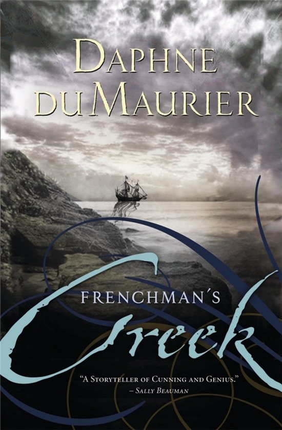 Boekomslag van Frenchman's Creek door Daphne Du Maurier, met een zeilschip op zee en een rotsachtige kustlijn.