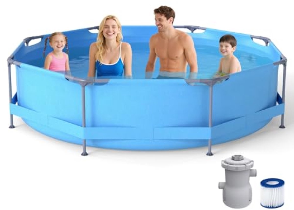 Opzetzwembad met filterpomp - 360 x 360 cm - Rond zwembad voor in de tuin - 6125 liter