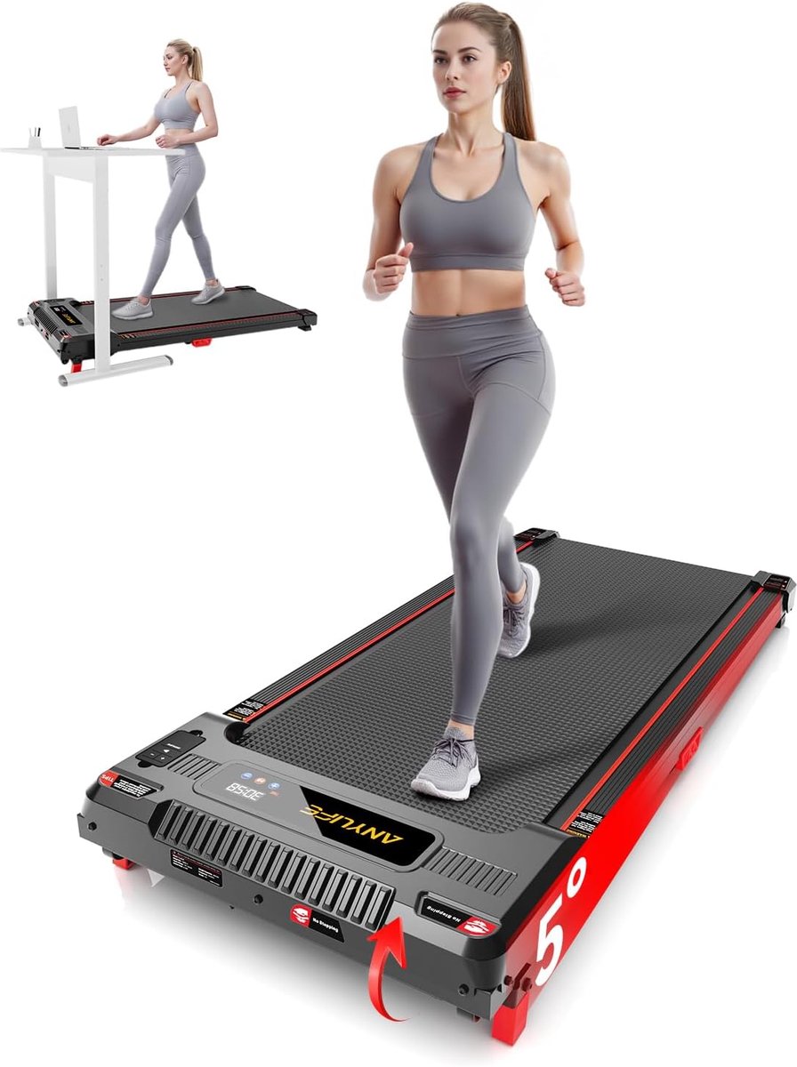 Loopband - Loopmat - Thuiswerken - Stil en Compact - 150 kg - Rood