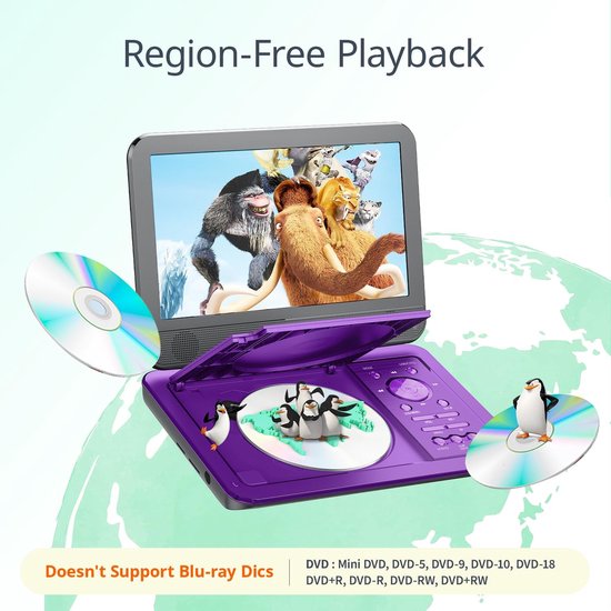 Draagbare dvd-speler - Auto mediaspeler - Films kijken - HD zwenkscherm - 10.5 Inch - Zwart — afbeelding 2