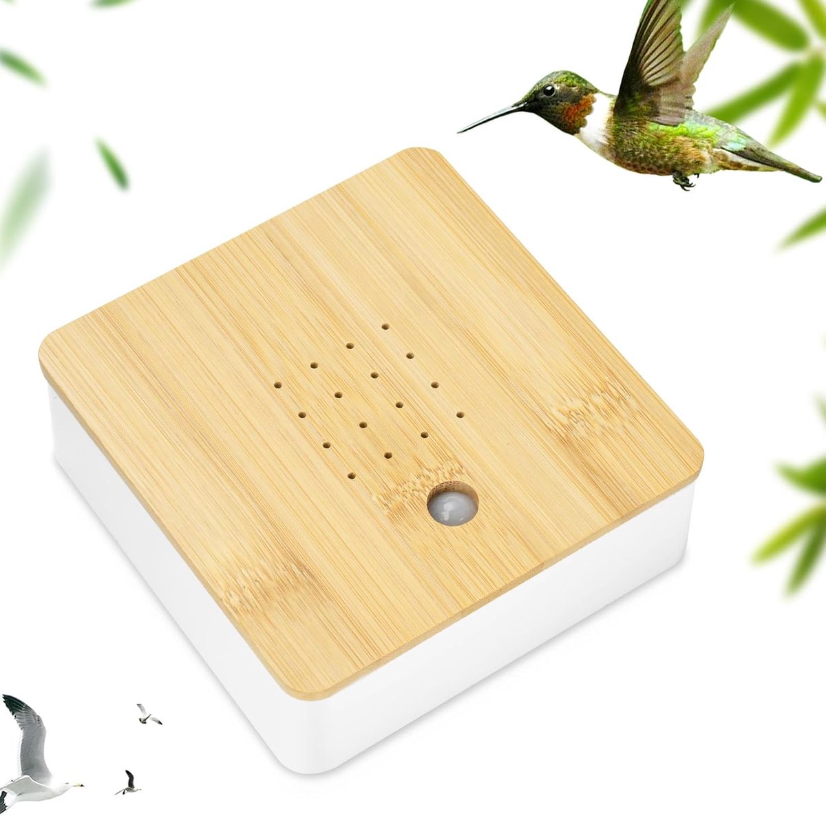 Bewegingsmelder Vogelzang - Natuurgeluid Box - Ontspannen Sfeer Creëren - Realistische Vogel Geluiden - 12 x 12 x 4 cm