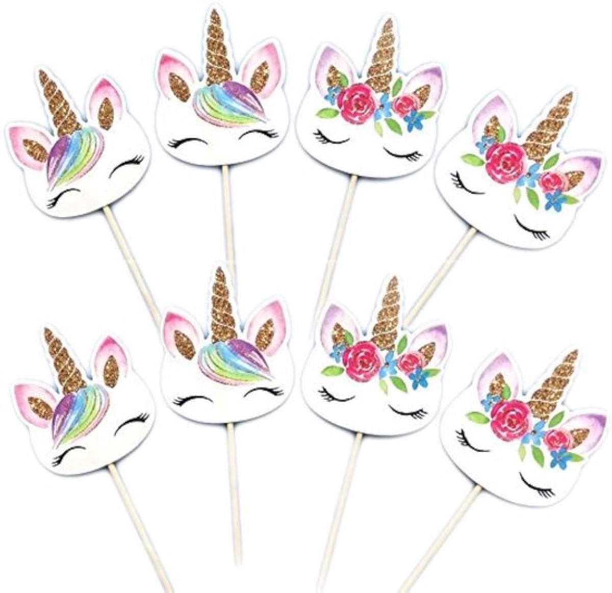 Brenzoos- Cupcake Toppers 48 Stuks - Dubbelzijdige Taartdecoratie - Verjaardag