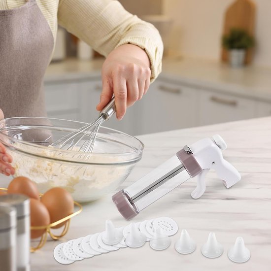 Koekjespers - Koekjesmachine Bakapparaat - Zelf Koekjes Maken - Met 13 Schijven - 22 x 14.5 cm - Wit — afbeelding 4