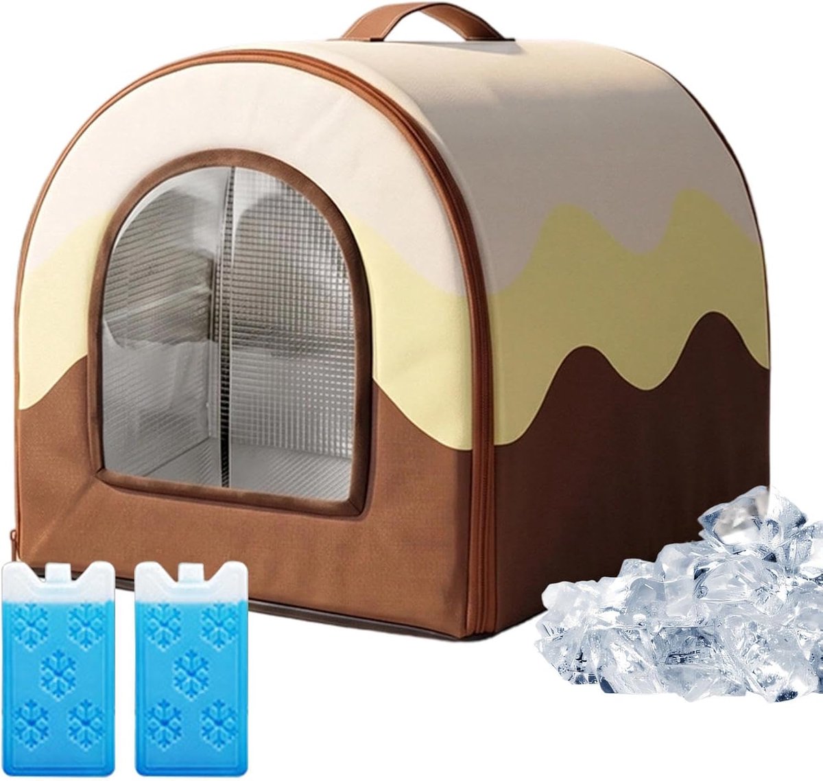 Kattenhuis Koel - Kattenhol Verkoelend - Huisdier Rustplek - Aluminiumfolie Binnenlaag - 48x33x33 cm - Bruin