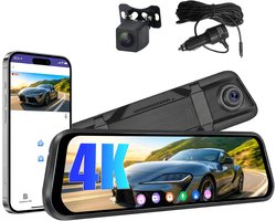 Spiegel Dashcam - Achteruitrijcamera Set - Veilige Rit - 4K Voor 1080p Achter - 966 Inch Scherm - Zwart