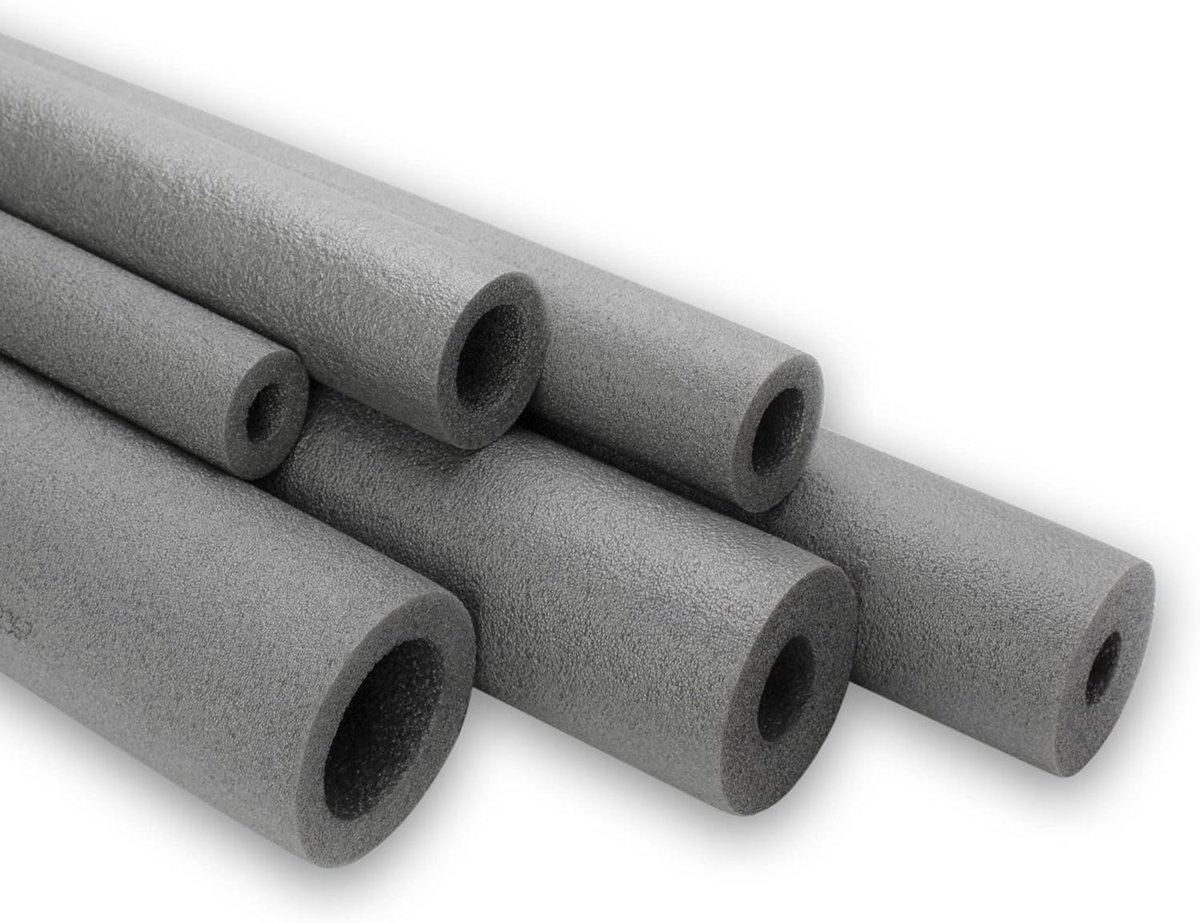 Buisisolatie Slang - Isolatiemateriaal Leiding - Verwarming Sanitair - Gesloten Celstructuur - 10 Meter Lengte - Grijs