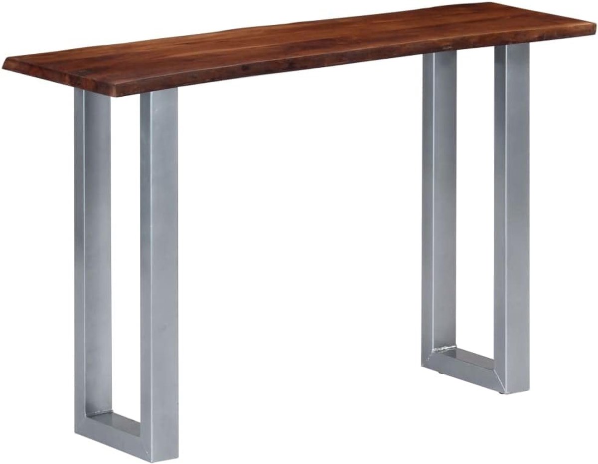 Consoletafel Massief Hout - Sidetable Entree - Decoratie Plaatsen - Natuurlijke Boomrand - 115 x 35 cm - Bruin