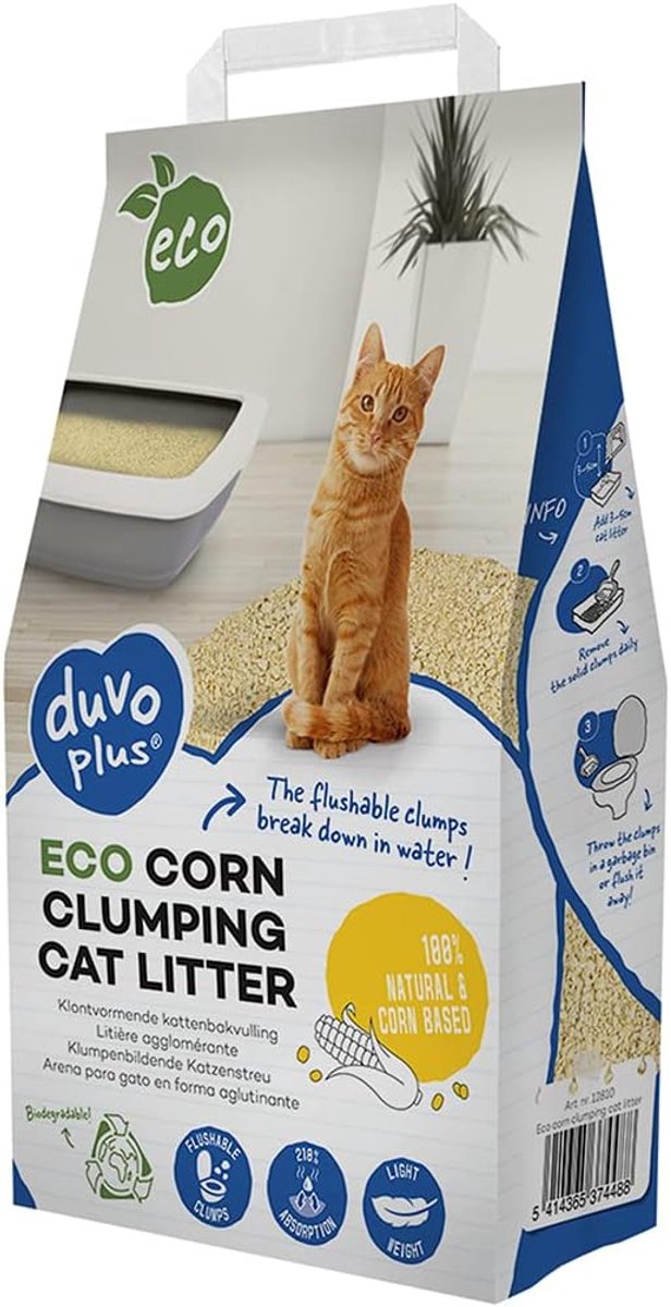 Kattenbakvulling Maïs - Plantaardig Strooisel - Geur Neutraliseren - Hoge Absorptie - 35 kg - Wit