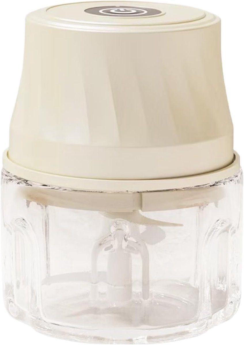 Keukenmachine Hakker - Mini Food Processor - Maaltijd Voorbereiding - Draadloos Ontwerp - 350ml Capaciteit - Crèmekleurig