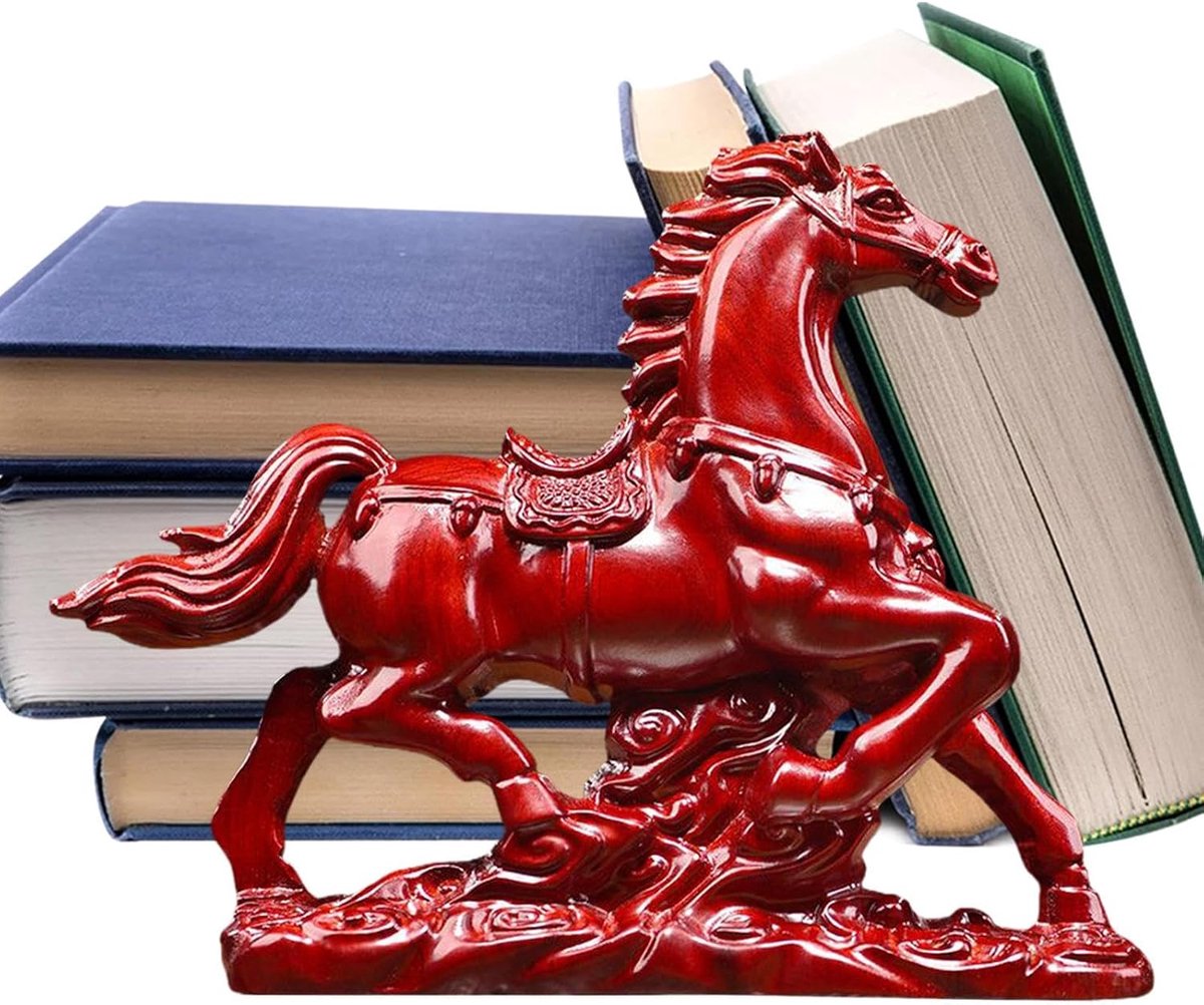 Paardenbeeldje Hout - Geluksdecoratie Figuur - Huis Verfraaien - Ambachtelijk Vakmanschap - 8x6 cm - Houtkleur