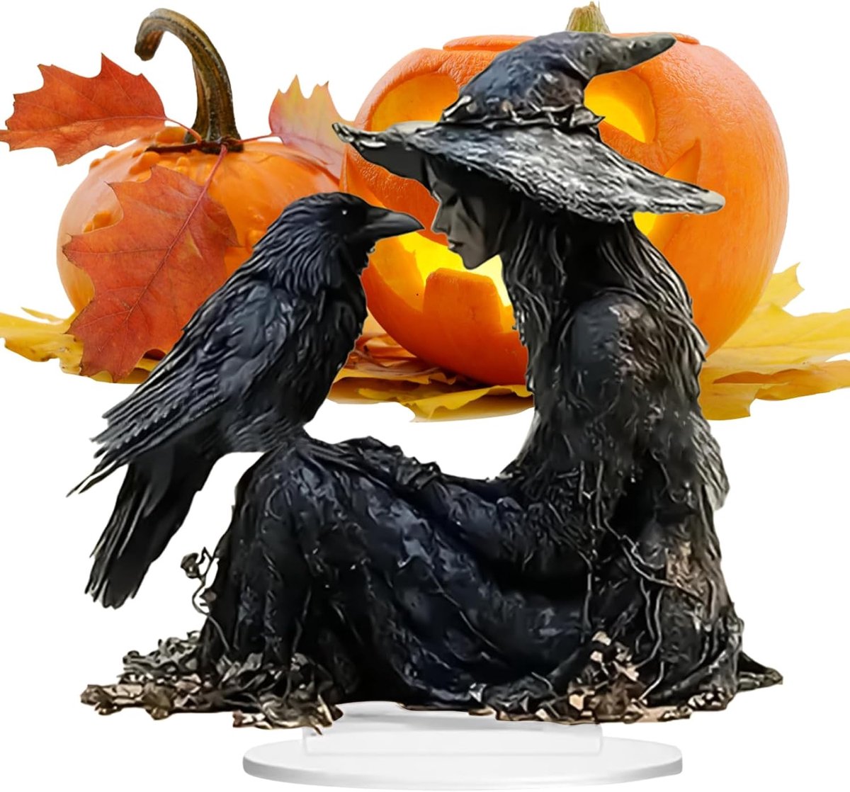 Heksen Bureauornament - Acryl Decoratie - Halloween Sfeer Creëren - Gladde Afwerking - 17x17x3 cm - Enkel Kenmerk