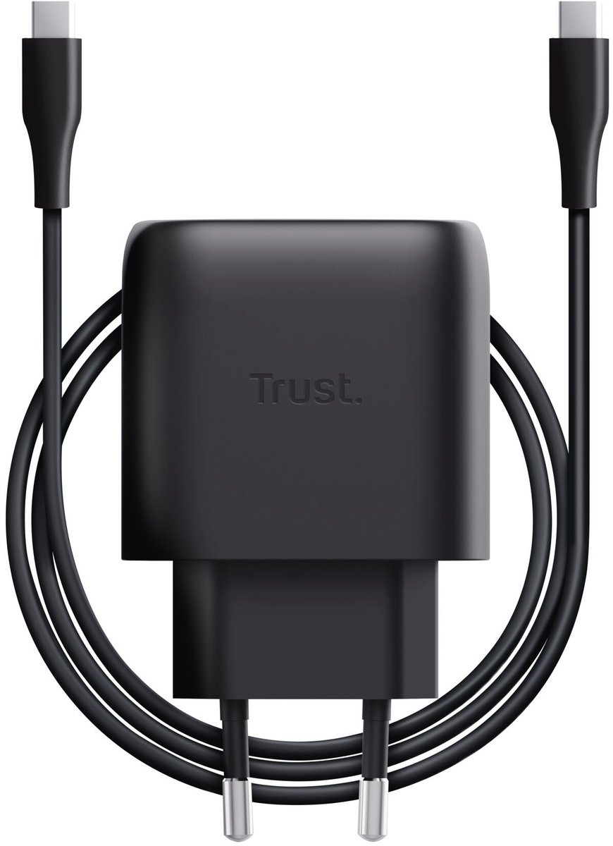 Trust Maxo GaN - 45W USB-C Oplader - Snellader voor smartphone, tablet en laptop - 2m Kabel - Zwart