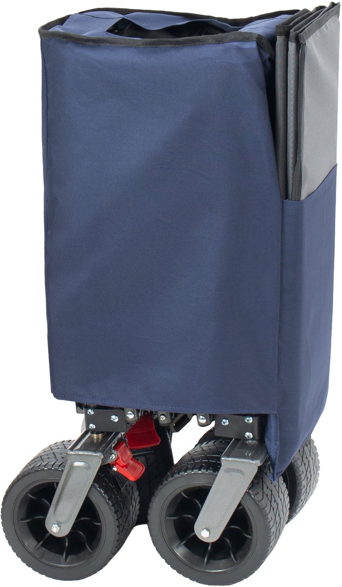 XXXL-opvouwbare bolderkar 300L 250kg belastbaar, 130cm uitgebreide opvouwbare bolderkar met extra brede 17x10 cm all-terrainwielen handwagen, gepatenteerd 4-richtingen direct opbouwsysteem transportwagen, Blauw — afbeelding 2