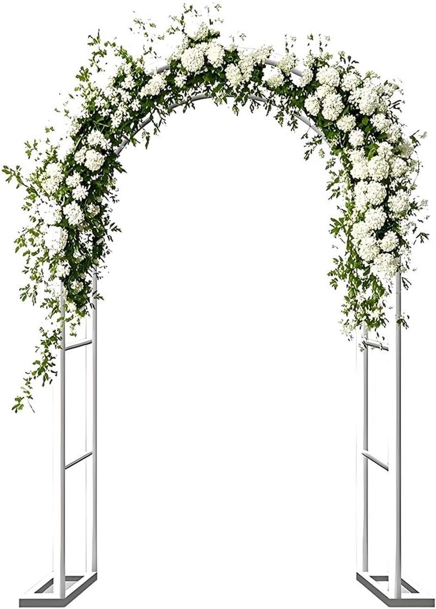 Tuinboog Met Latwerk - Decoratieve Boog - Klimplanten Ondersteunen - Verstelbare Afmetingen - B 180 x H 220 cm - Wit