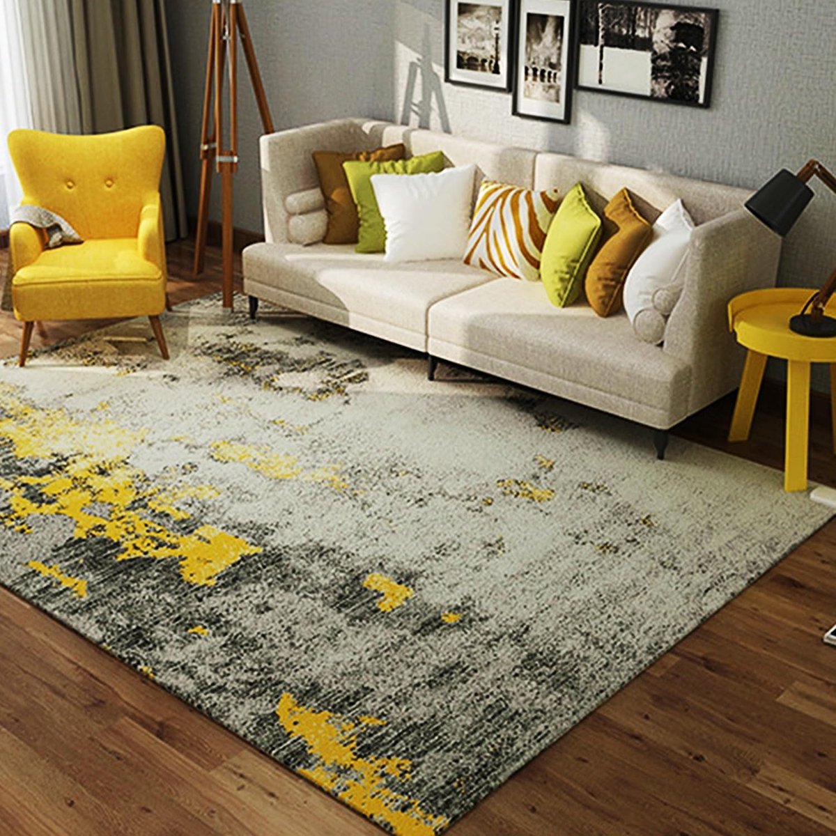 Verwarmd Vloerkleed - Elektrisch Tapijt - Comfort Verhogend - Instelbare Temperatuur - 80x120cm - Inktschilder Stijl
