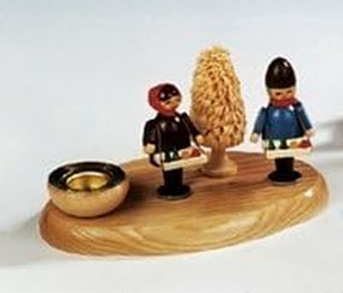 Kleine kandelaar - Kaarsenhouder hout - Sfeervolle decoratie - Handgemaakt Ertsgebergte - Hoogte 6 cm - Meerkleurig