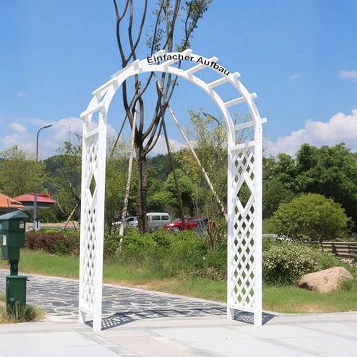 Houten Rozenboog - Tuinprieel Trellis - Klimplanten Ondersteunen - Waterdicht Ontwerp - 120-200 cm - Wit