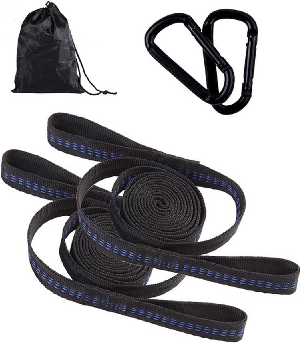 Allecto Plus - Hangmat Bevestiging Set met Karabiners tot 300 kg en Opbergtas