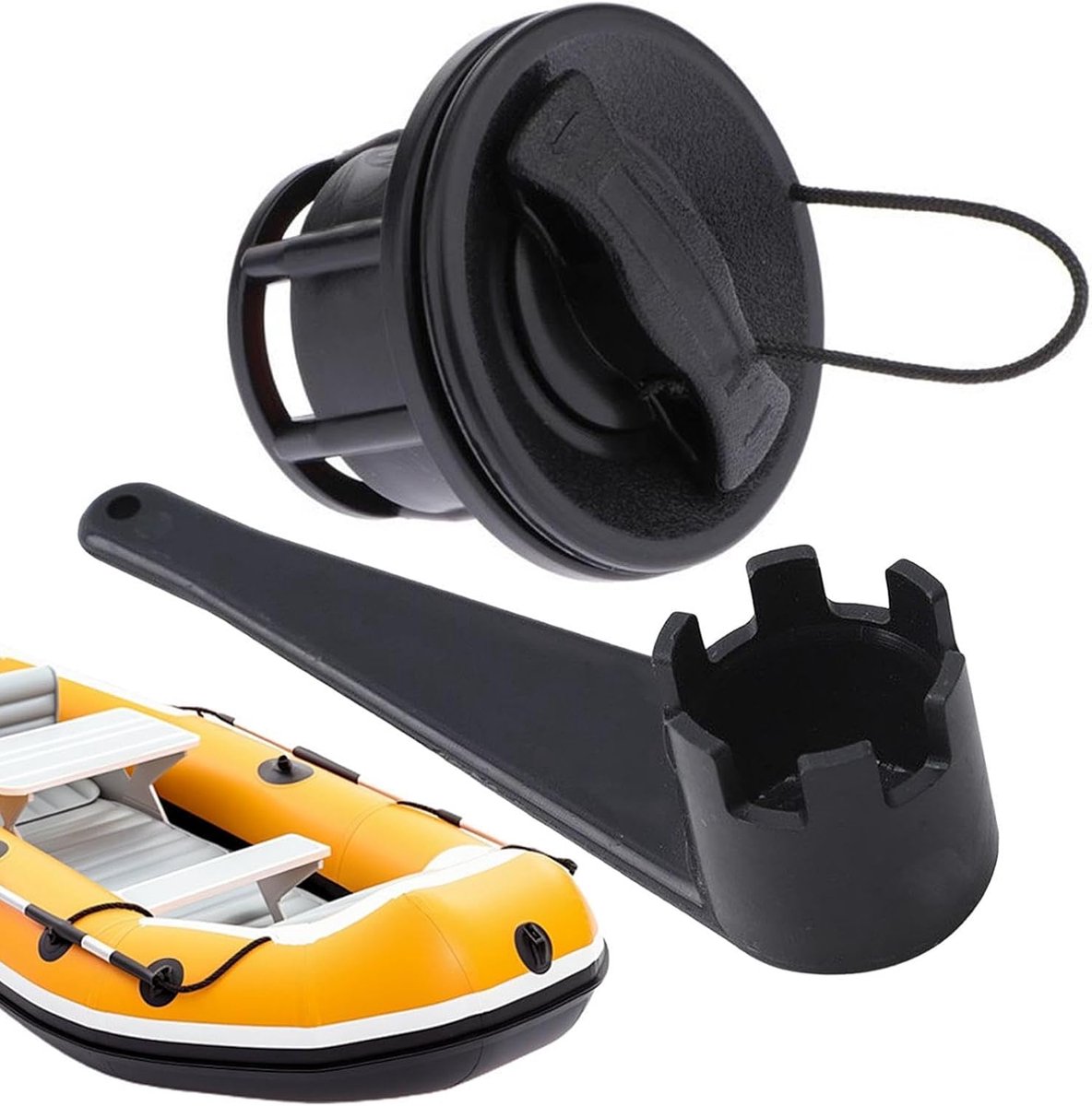 Luchtkraan Boot - Ventiel Reserveonderdeel - Water Sport - Dubbel Afdichtingsontwerp - 6.3 x 3.9 cm - Zwart