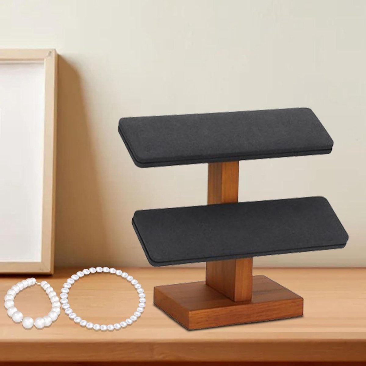 Houten Armband Houder - Sieraden Display - Sieraden Presenteren - Dubbele Laag Ontwerp - 18.5 cm Hoog - Multikleur