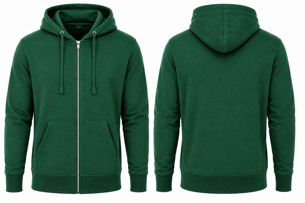 Hoodie heren met rits – sportkleding heren – katoen – casual vest met capuchon - Groen - L