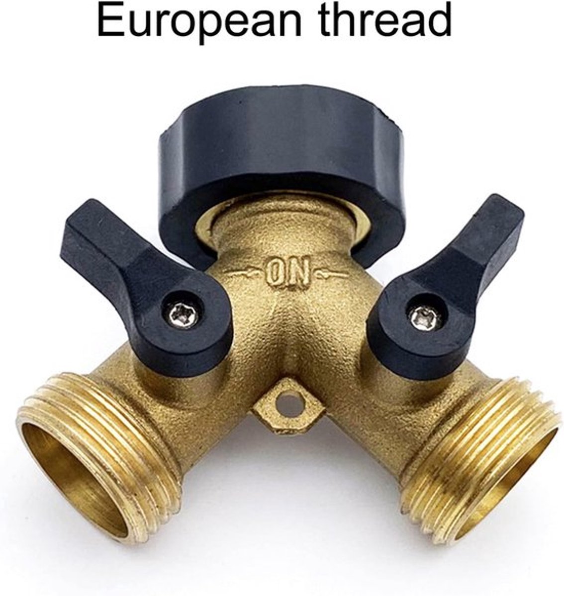 Heavy-duty messingslot voor tuin连接已被翻译为荷兰语：重型铜制2向连接器，适用于花园。