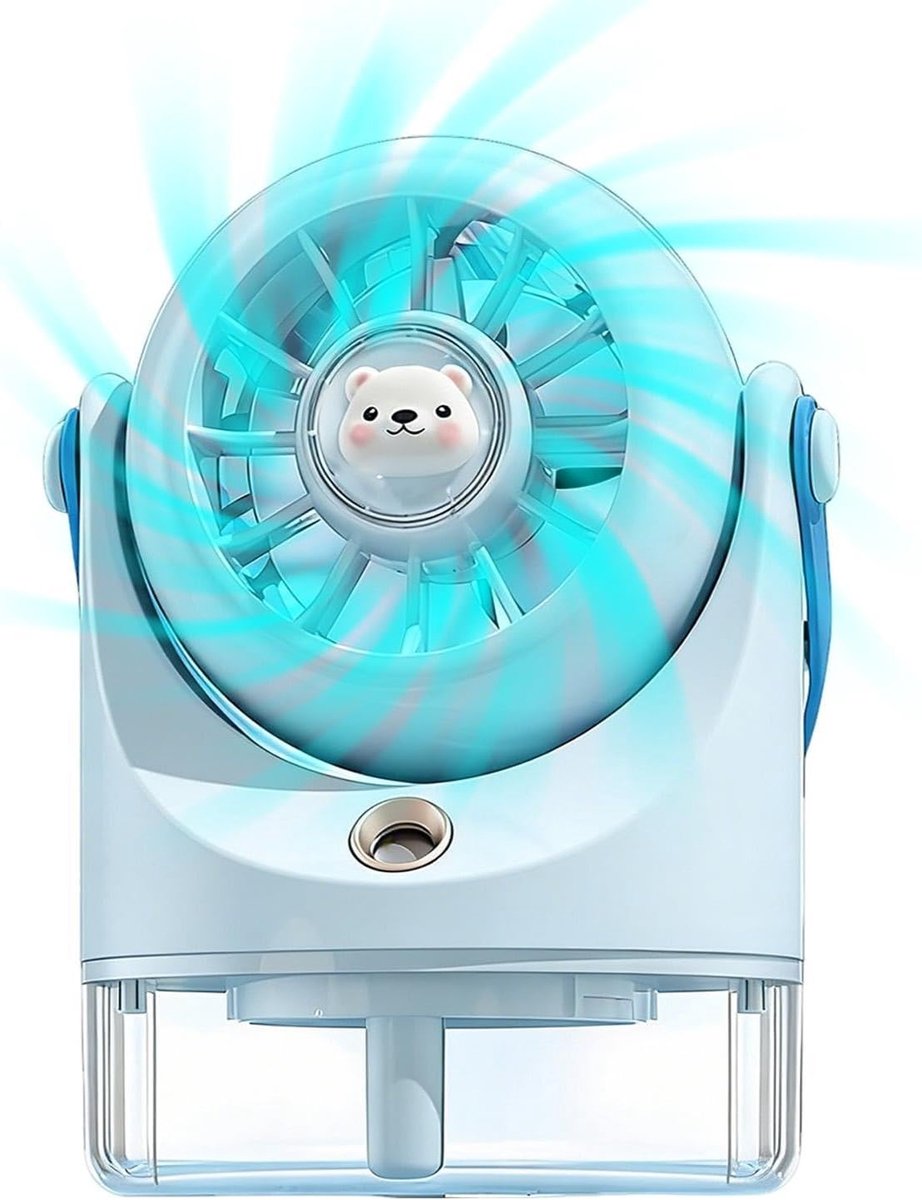 Water Fan Handheld - Draagbare Ventilator - Persoonlijke Koeling - Met Water Mist - 12.9H cm - Blauw